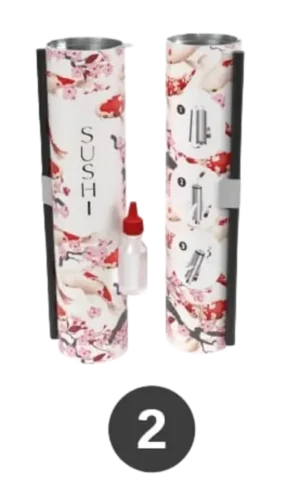 Tuba na sushi wzór2 - kwitnąca wiśnia na białym tle